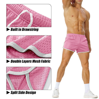 AIMPACT Mens Running Shorts Breathing Workout Gym Booty Short Shorts Pink