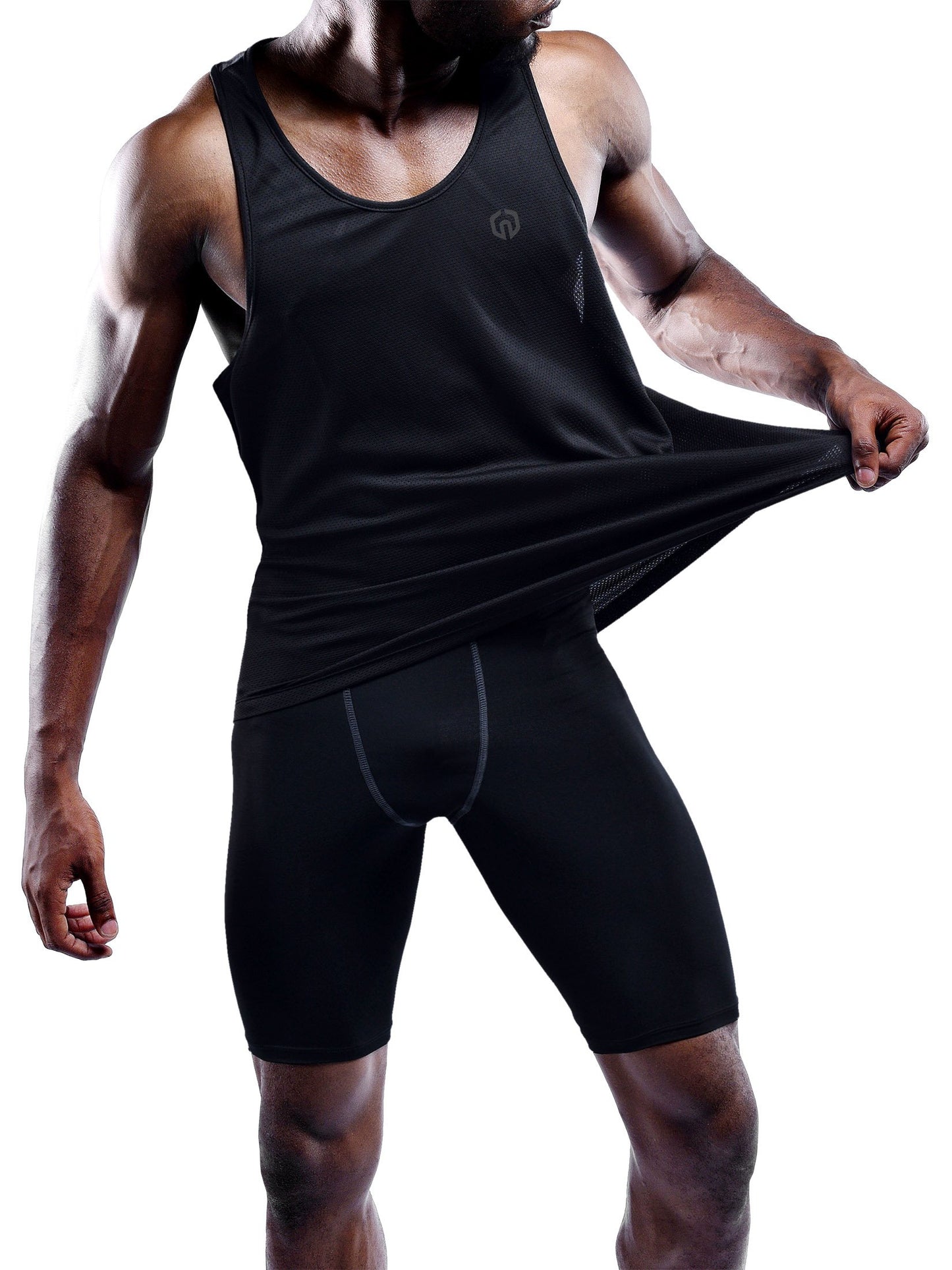 NELEUS Men's 3 Pack Dry Fit Y-Back Muscle Tank Workout Gym Shirt,5031,Black,XL