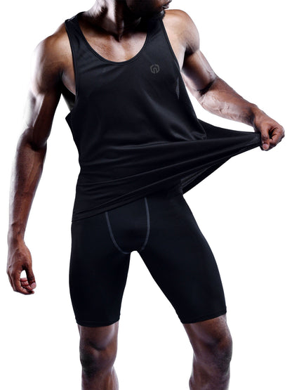 NELEUS Men's 3 Pack Dry Fit Y-Back Muscle Tank Workout Gym Shirt,5031,Black,XL