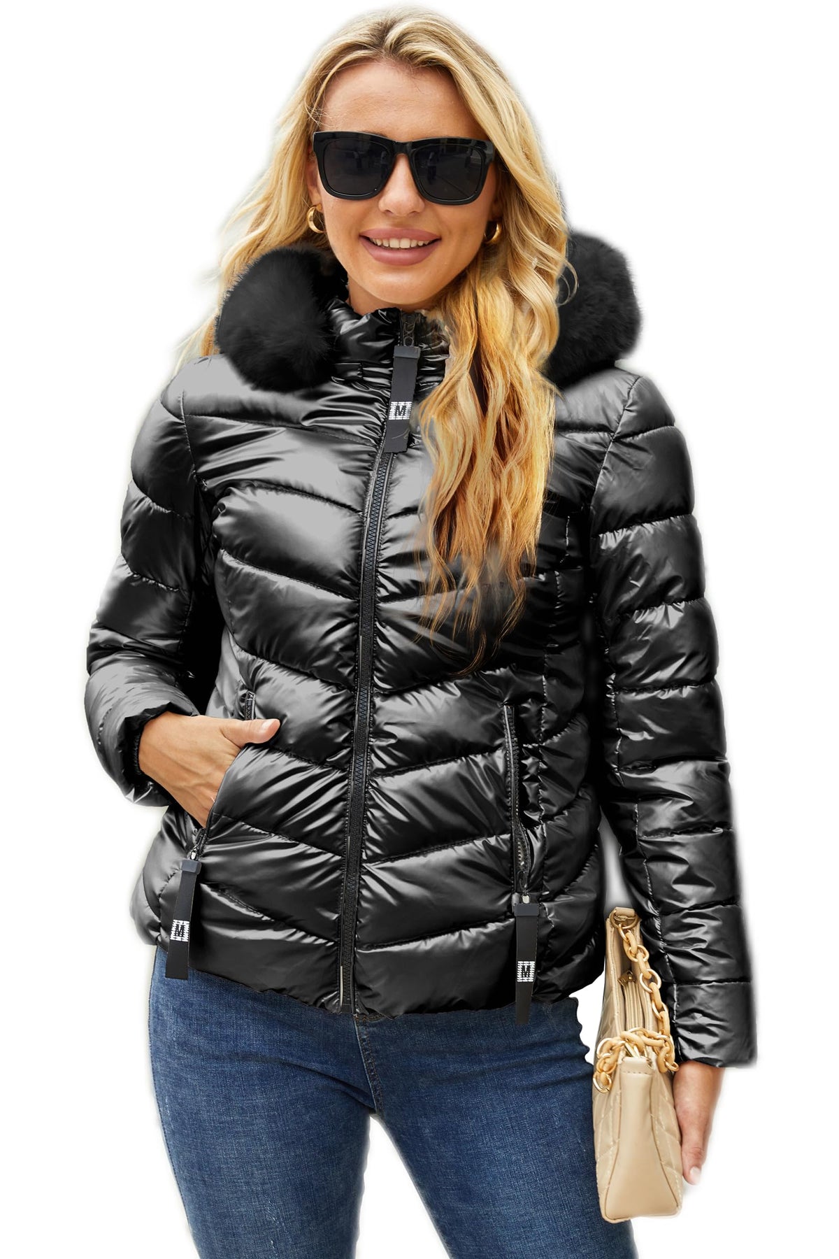 Jackets for Women Winter Coats Shiny Puffer Jacket Womens Lightweight Warm Quilted Jackets