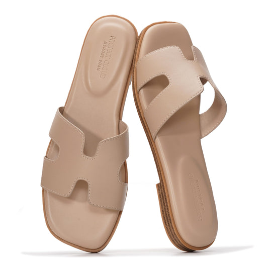 Project Cloud 100% Genuine Leather Sandals for Women 2026 - Fashion Flat Womens Sandals with Memory Foam Insole Slides Sandals Women Footwear - Mules Women's Sandals (Jannel, TAUPELEA,9M)