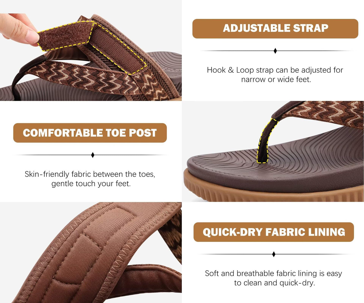 KuaiLu Womens Orthotic Flip Flops Cushion Recovery Walking Sandals For Woman Ladies Summer Casual Dressy Sandals Outdoor Beach With Comfortable Plantar Fasciitis Arch Support, Brown Khaki US12