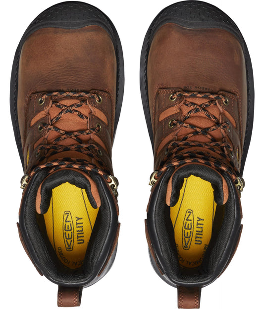 KEEN Utility Men's Camden 6" Composite Toe Waterproof Internal Metatarsal Guard Heavy Duty Work Boots, Leather Brown/Black, 8 EE