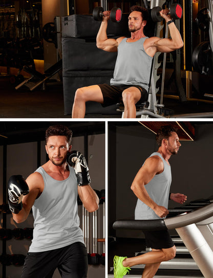 MAGCOMSEN Mens Tank Tops SPF Protection Sleeveless Shirts Gym Athletic Tank Undershirt Bodybuilding Muscle Tank Tops Light Gray L
