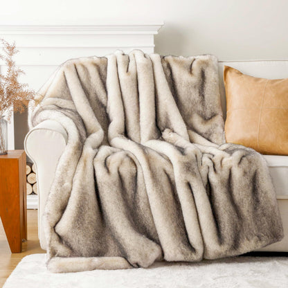 BATTILO Luxury Large Faux Fur Throw Blanket for Couch, 60"x80", Thick