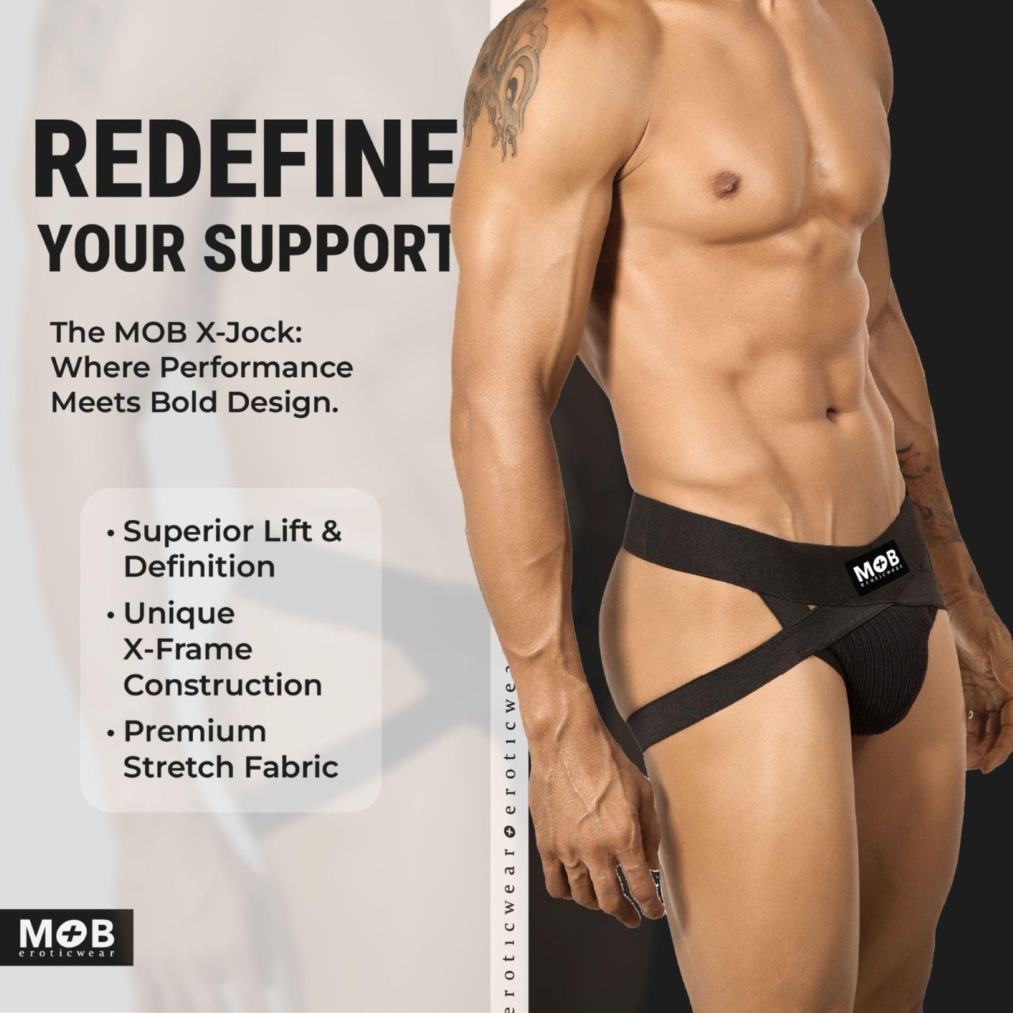 MALEBASICS Mens Jockstrap Athletic Supporter 3" Wide Band – Jock Strap Underwear for Men, Breathable Sport Fit Black L