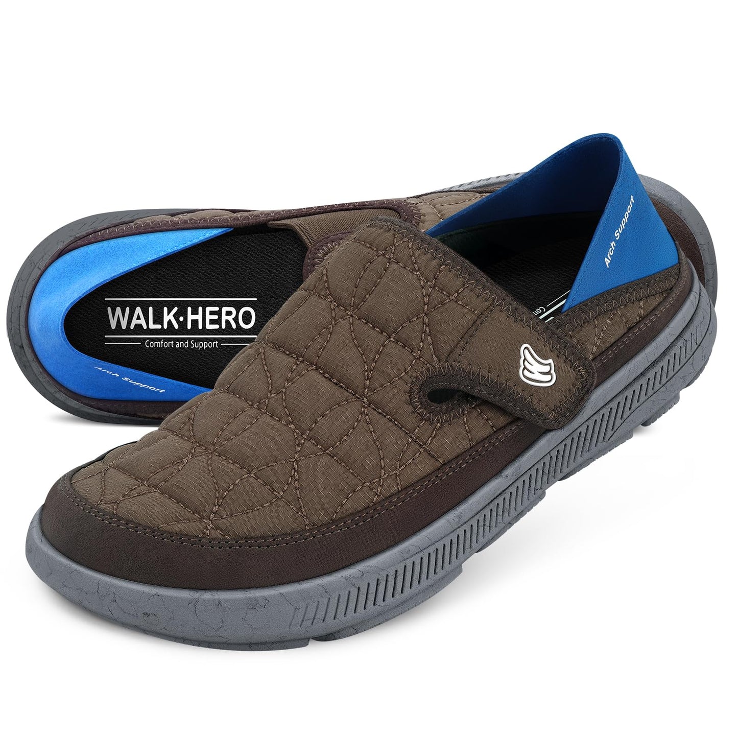Slip On Shoes for Men, Orthopedic Men's Slippers for Plantar Fasciitis, Lightweight Wide Toes Box House Shoes Clogs with Arch Support for Pain Relief (Brown, 10.5)