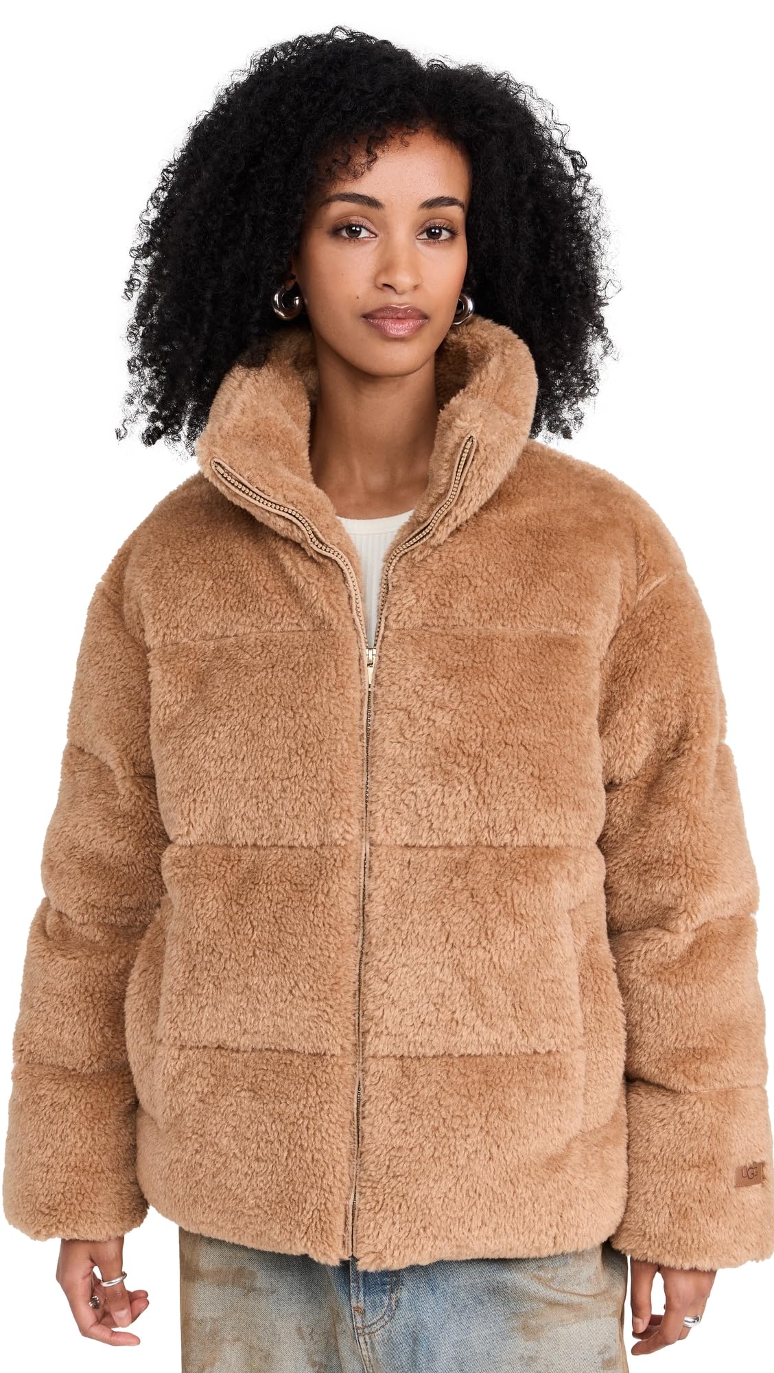 UGG Women's Emmalyn Uggfluff Puffer Jacket, Camel, M