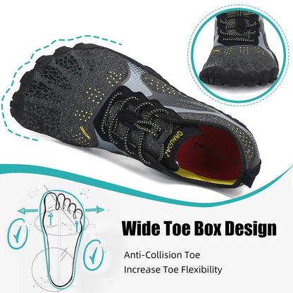 SAGUARO Barefoot Shoes Men Wide Toe Box Minimalist Trail Runner Sneakers Mens Fitness Gym Shoe FastⅠSize US 9.5 Women/7.5 Men Black