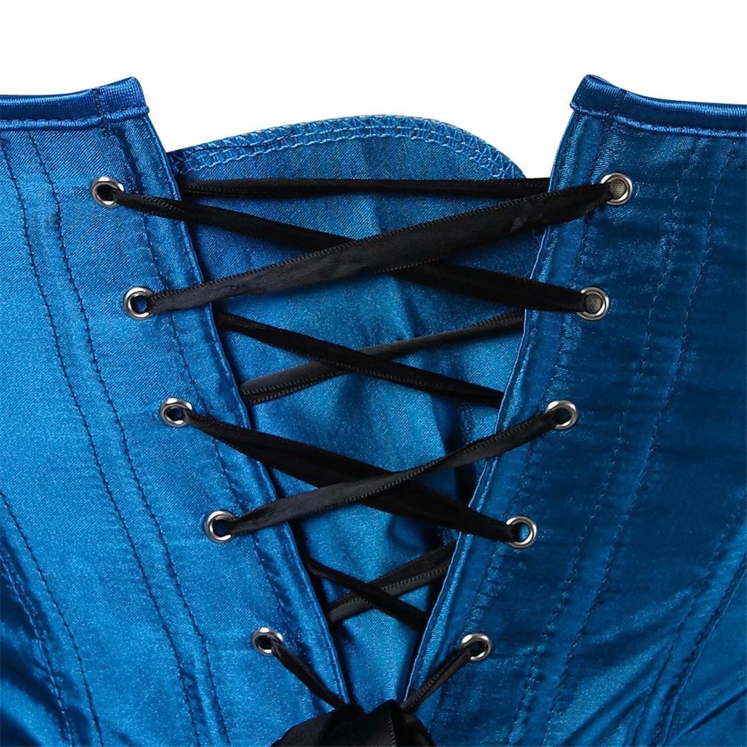 Jutrisujo Corset Top for Women Lingerie Bustier Plus Size Embroidery Peacock Feather Halloween Blue M