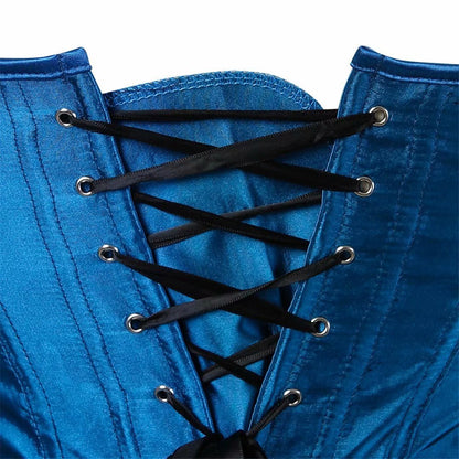 Jutrisujo Corset Top for Women Lingerie Bustier Plus Size Embroidery Peacock Feather Halloween Blue M