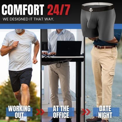 Real Men 7in Nylon Boxer Briefs B Pouch Xl 2pk Blk/Gry Breathable Mens Underwear With Bulge Pouch Enhancement Mens Tight Underwear Bulge