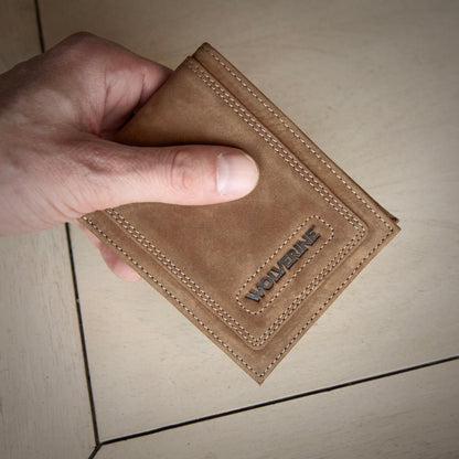 Wolverine Mens Rigger Bifold Wallet | RFID Protection | ID Window | Card Slots | Bill Pocket | Slip Pocket | Durable | Smooth Leather - Brown