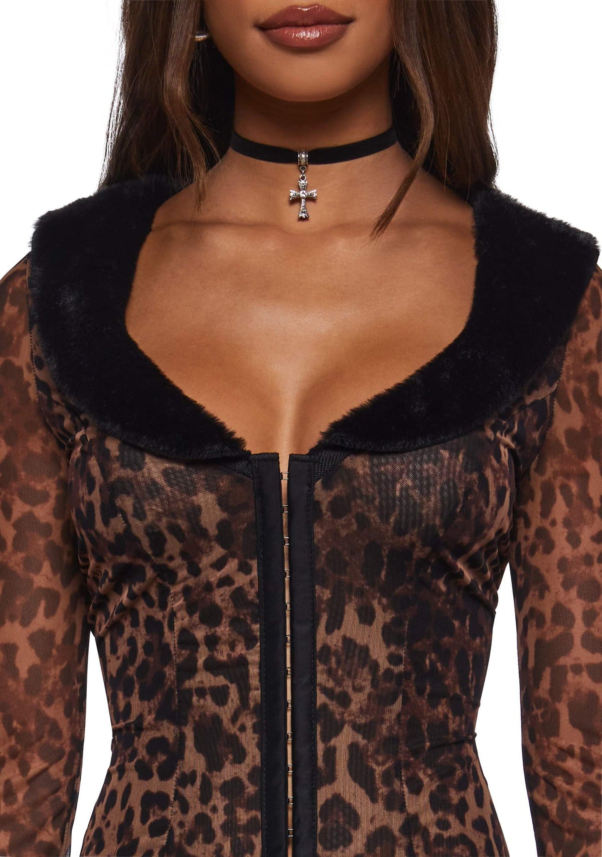 Dolls Kill Nine Lives Midi Dress by Generation Kiss, Leopard, X-Small