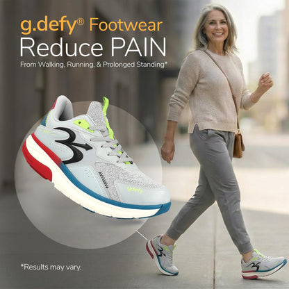 Gravity Defyer g-defy Energiya Cross Training Shoes for Women | Comfortable Orthopedic Shoes for Standing All Day | Patented VersoShock Technology | Wide Toe Box Gray, Blue