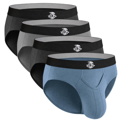 Real Men Viscose Derived From Bamboo Briefs D Pouch Med 4pk Blk/Blu/Gry