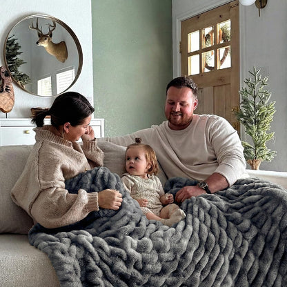 Mamma Mia Covers Faux Fur Throw Blanket – Super Soft and Cozy Fluffy Fleece – Midweight Fuzzy Plush Blanket for Couch and Bed – Gift Luxury Double Sided Throw for Women and Girls – Gray (50"x60")