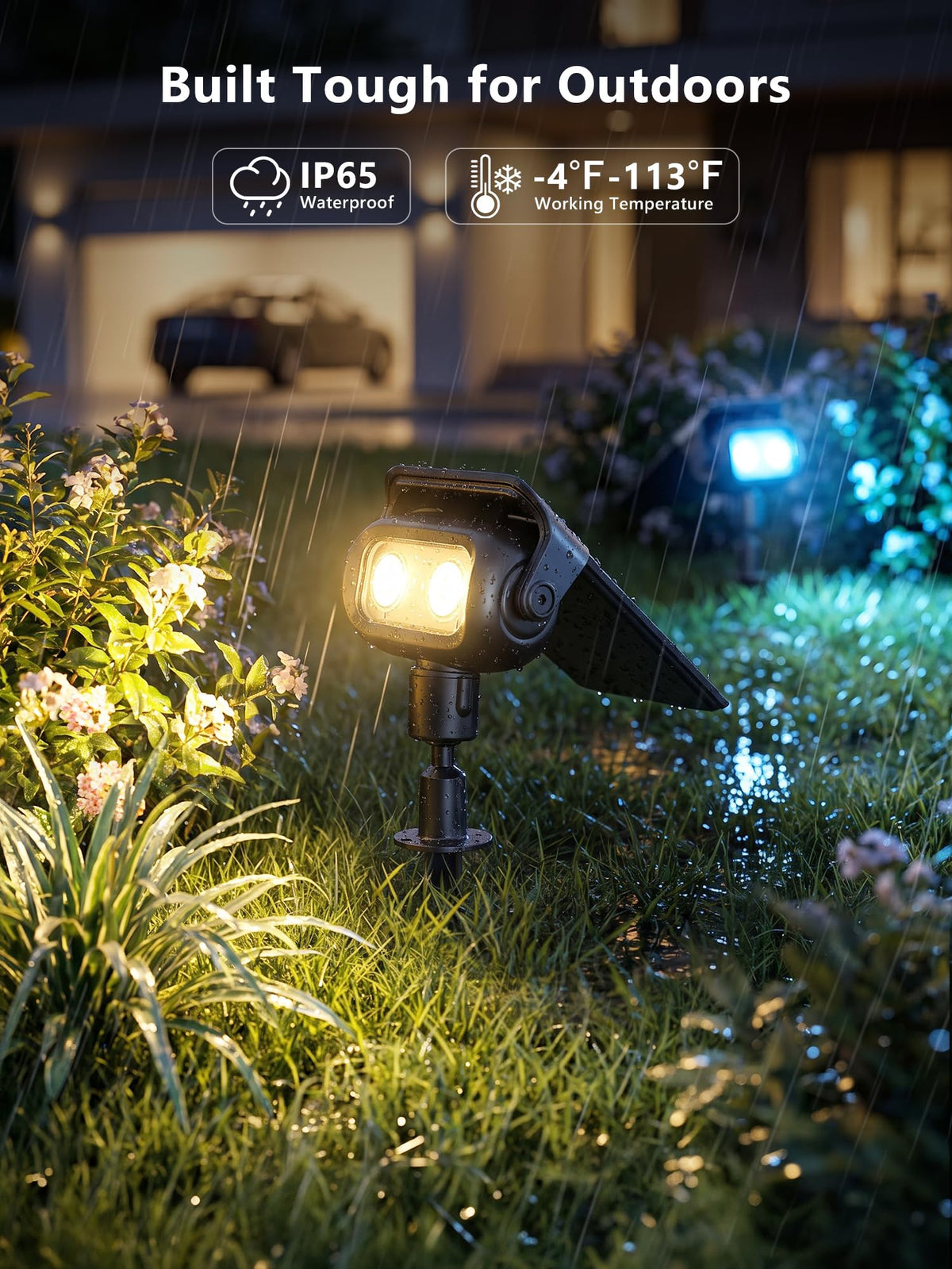 Smart Solar Spot Lights Halloween, Outdoor Yard RGBCW Spotlight