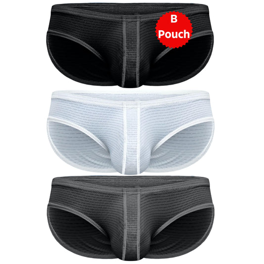 Real Men Nylon Bikini Briefs B Pouch 4xl 3pk Blk/Gry/Wht Men's Sexy Underwear With Pouch Sexy Underwear