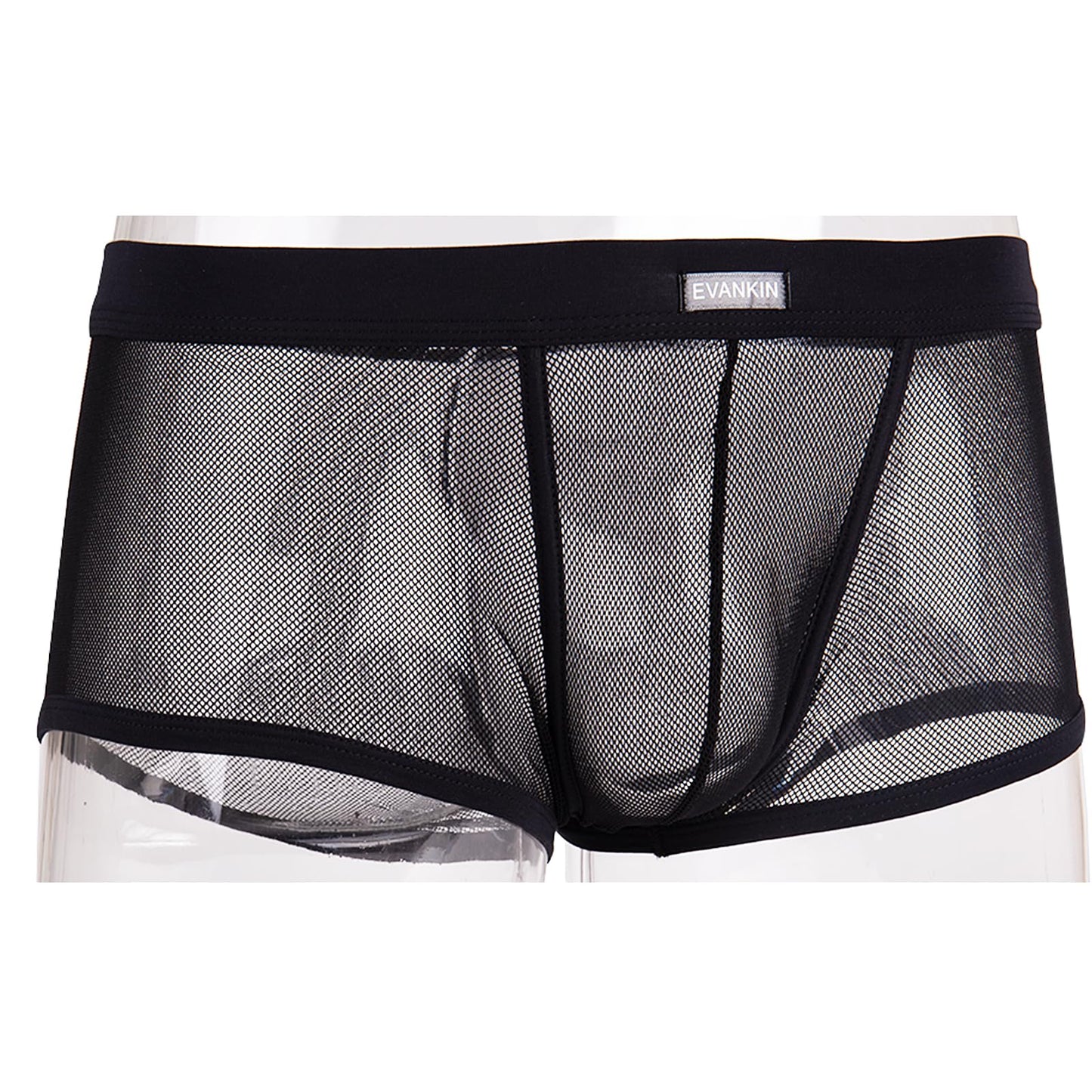 Men's Sexy Boxer Briefs Gay Mesh Breathable Cool Low Rise Valentines Underwear(36Black,XXXXL)
