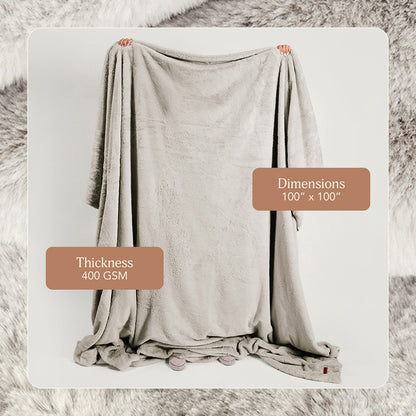 UnHide Cuddle Puddle - Faux Fur Blanket - Oversized, Lightweight, Extra Soft Blanket - Machine Washable - Add a Layer of Softness to Any Bed or Couch - 100” x 100” - Greige