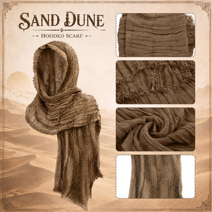 2 Pcs Halloween Desert Costume Set for Women Men, Hooded Coak& Long Scarf