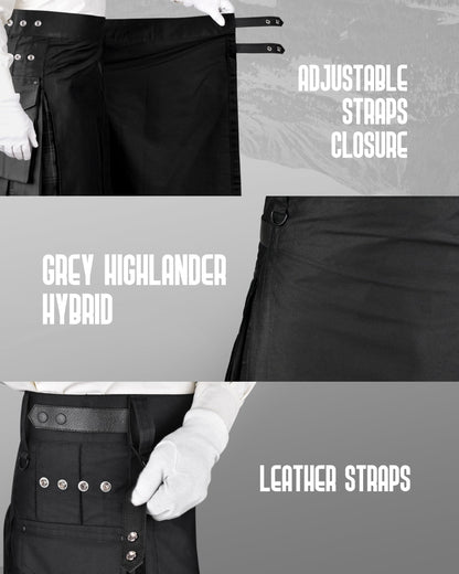 Hybrid Utility Kilts for Men Scottish Traditional Kilt with Flashes (US, Numeric, 34, 36, Regular, Regular, Gray Highlander)