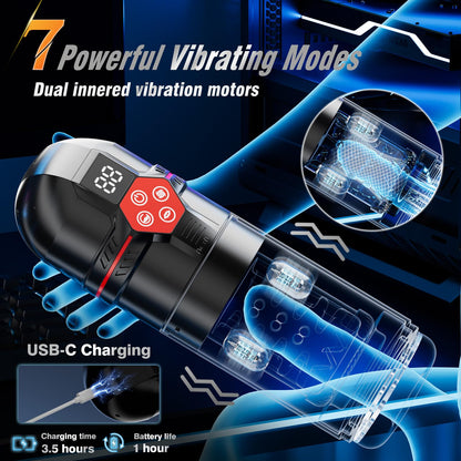 Mrgras Male Masturbator Penis Pump - Male Sex Toys for Men with Upgrade 12 S Vacuum Pump & 7 Thrusting Rotating Vibrating Sucking Licking LCD Adult Toys Mens Sex Toys Pumps & Enlargers