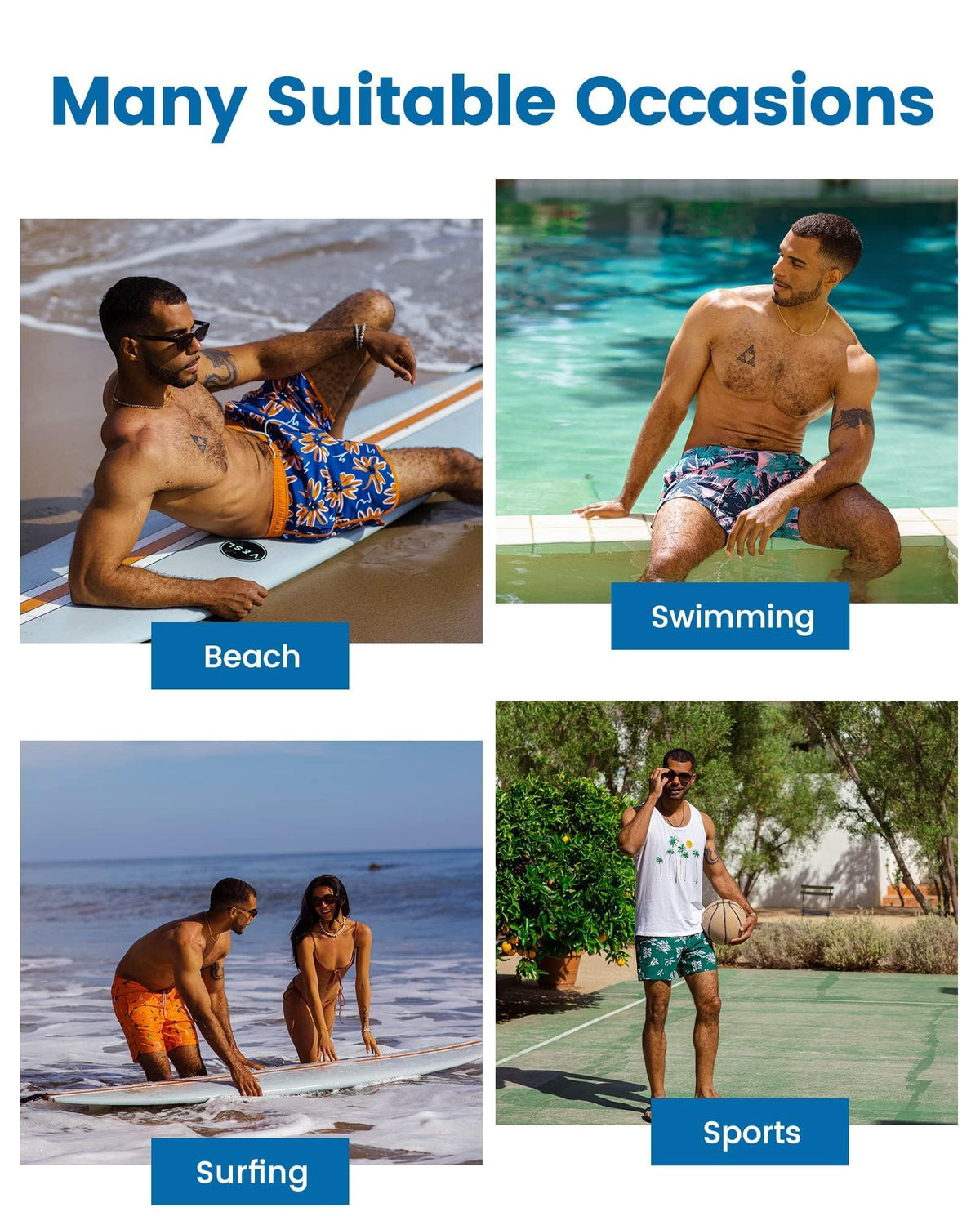 Mens Swim Trunks with Compression Liner 5 Inch Quick Dry for Beach