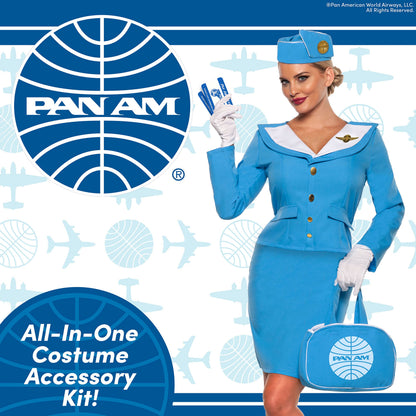 Official PAN AM® Stewardess Accessories - Licensed PAN AM® Airline Stewardess Accessory Kit, Includes 5 Pieces for Your Halloween Costume, One Size