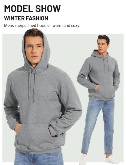 TACVASEN Hoodies for Men Pullover Sweatshirt Fleece Lined Sweatshirts Fashion Hoodies Athletic Sweatshirts Winter Cotton Hoodies Light Gray