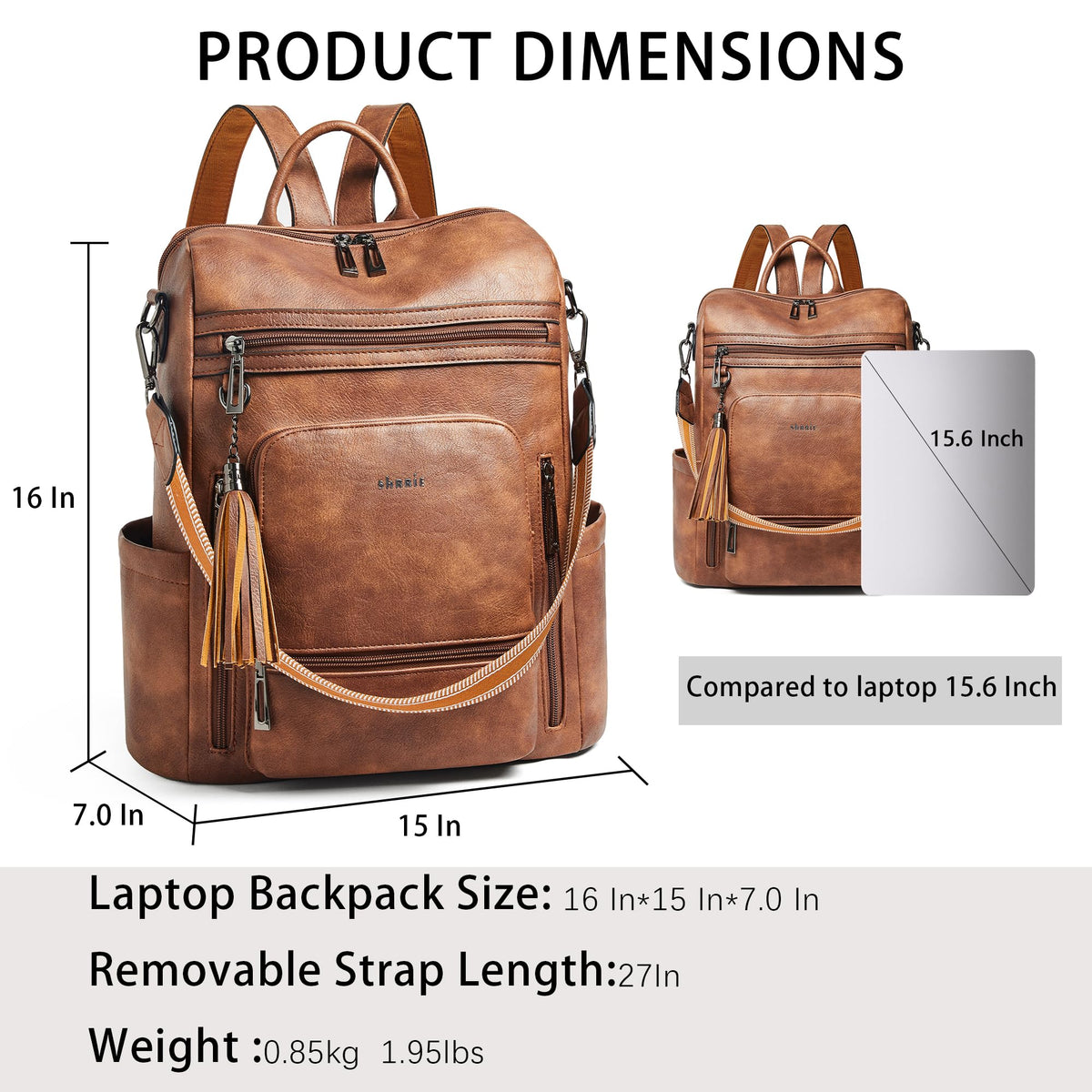 Vegan Leather Laptop Backpack for Women 15.6 inch Work Backpack Fashion Travel Backpack Purse for Travel College Work