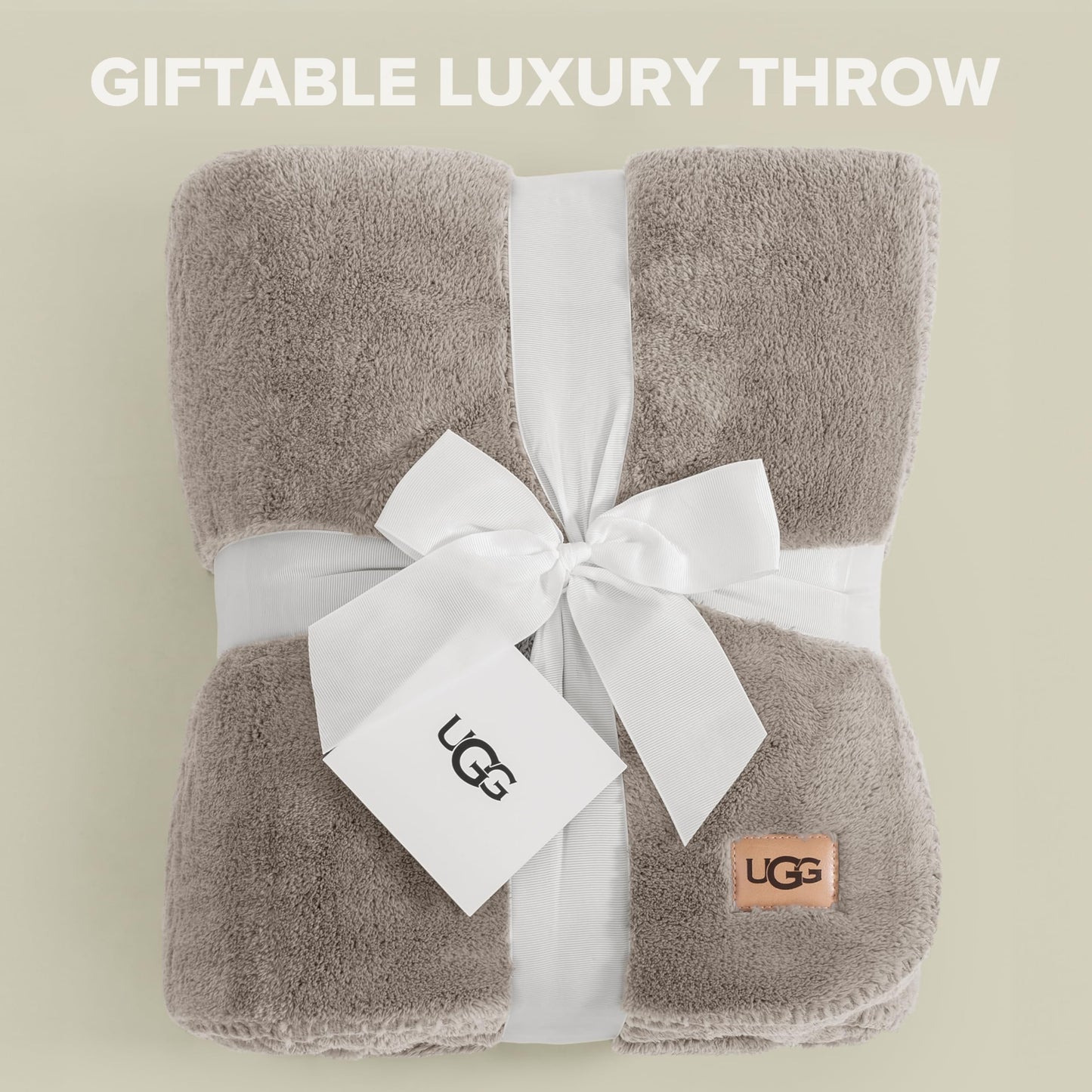 UGG Whitecap Fleece Throw Blanket, Soft Fluffy Blankets for Couch or Bed, Home Decor, Luxury Plush Throw, Machine Washable, 50-inch x 70-inch, Light Grey Seal