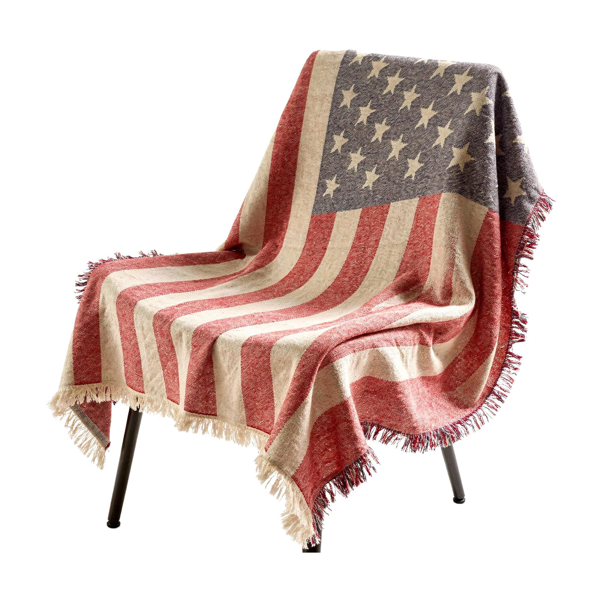 Pure Country Weavers Vintage American Flag Blanket - Lightweight Throw - Woven from Cotton - Made in The USA (72x49)