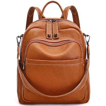 BOYATU Genuine Leather Backpack Purse for Women: Anti Theft Convertible Soft Backpacks - Elegant Womens Travel Backpack (01 Caramel Brown)