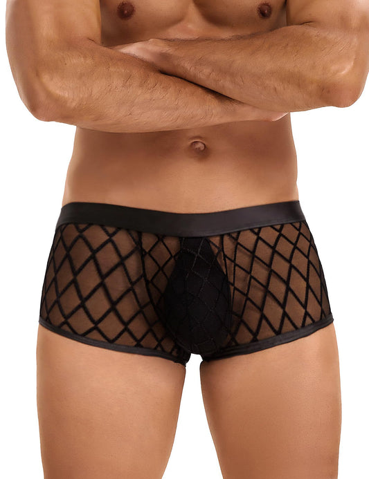 Men's Underwear Lingerie - Sexy Shorts Pants Lingerie for Men See Through Mesh Boxer Briefs