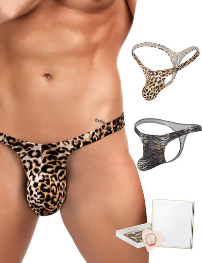 Mens G-String - Snake Print  Lingerie Soft T-Back Thong Leopard S