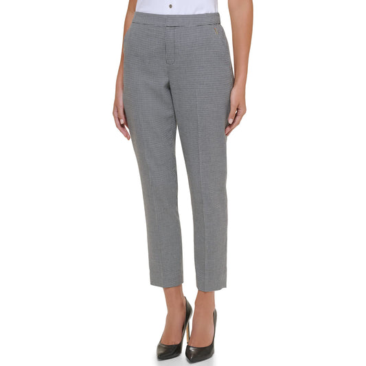 Tommy Hilfiger Sloane Pants, Mid-Rise Elastic Waist Back Dress Trousers for Women, Black/Ivory, 12