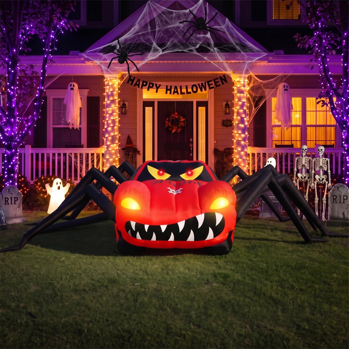 14.8 FT Giant Halloween Inflatables Spider Car Outdoor Decorations