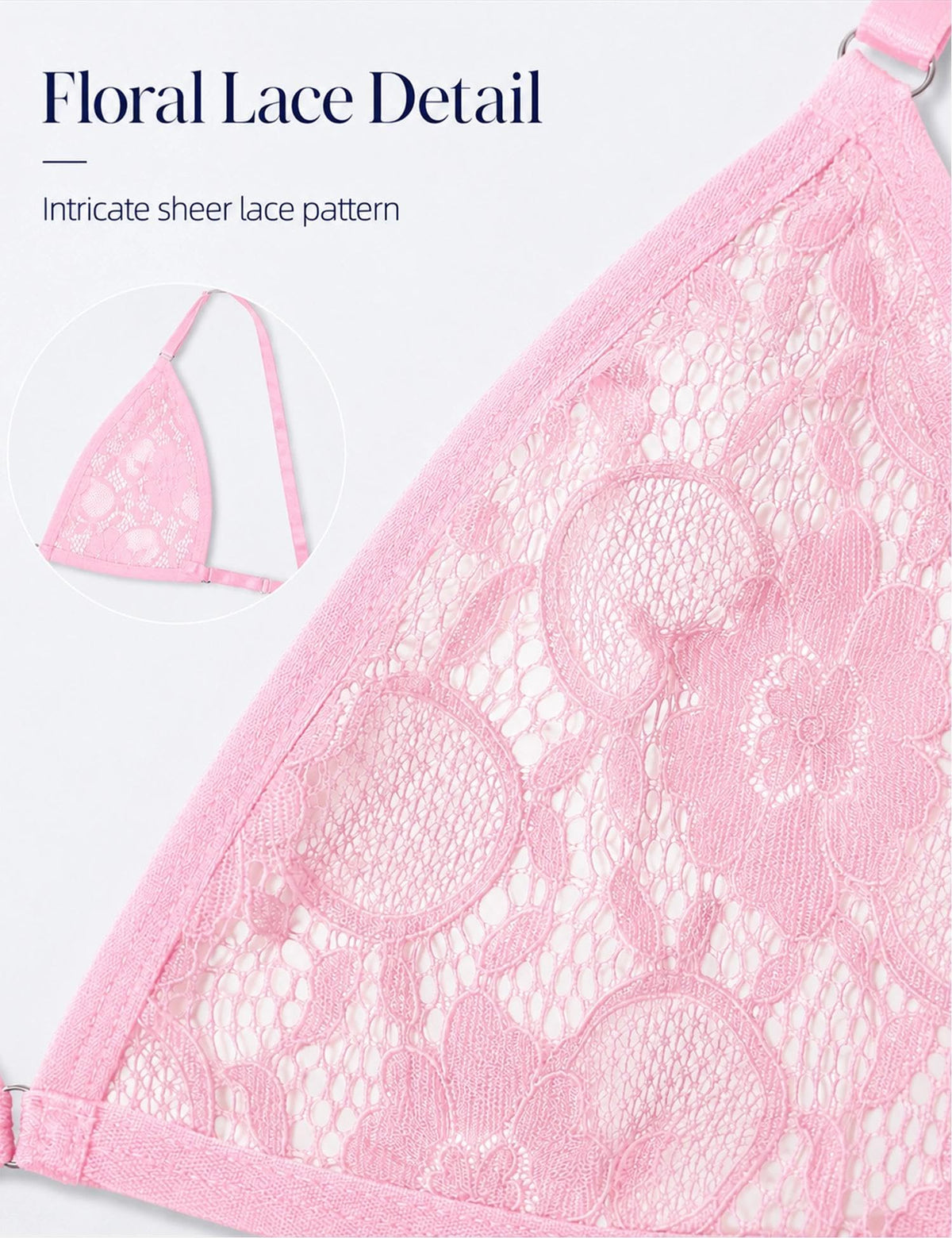 Sissy Lace Bra with Thong Lingeire Set，S-XXL Pink