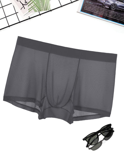 Avidlove Mens Underwear Trunk Breathable Mesh Boxer Briefs Sexy Lingerie Boxer Shorts for Men Grey XL