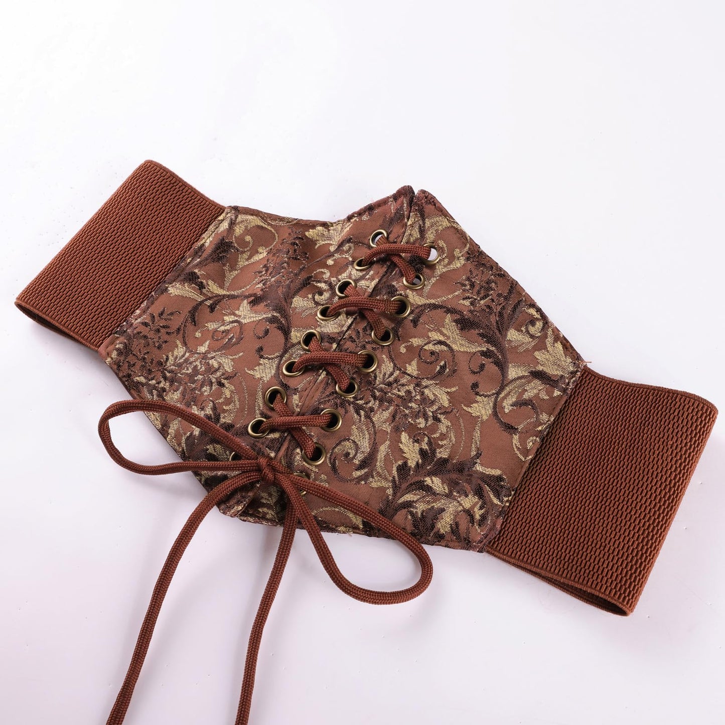 Renaissance Corset Belt Wide Elastic Waist Belts for Women Brown L