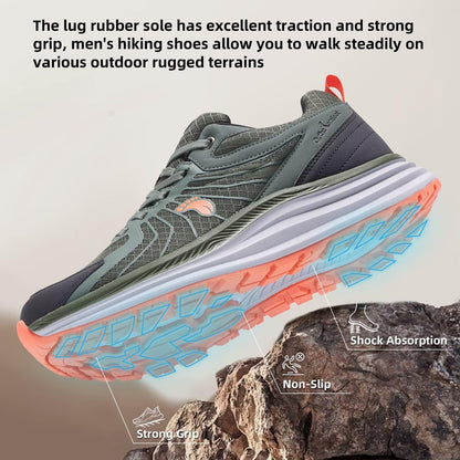 Men's Orthopedic Waterproof Trail Sneakers: Plantar Fasciitis Hammer Toes High Arch Supportive Neuropathy Heel Spur Walking Shoes, Outdoor Stylish Workout Exercise Running Shoes Army Green Size 10