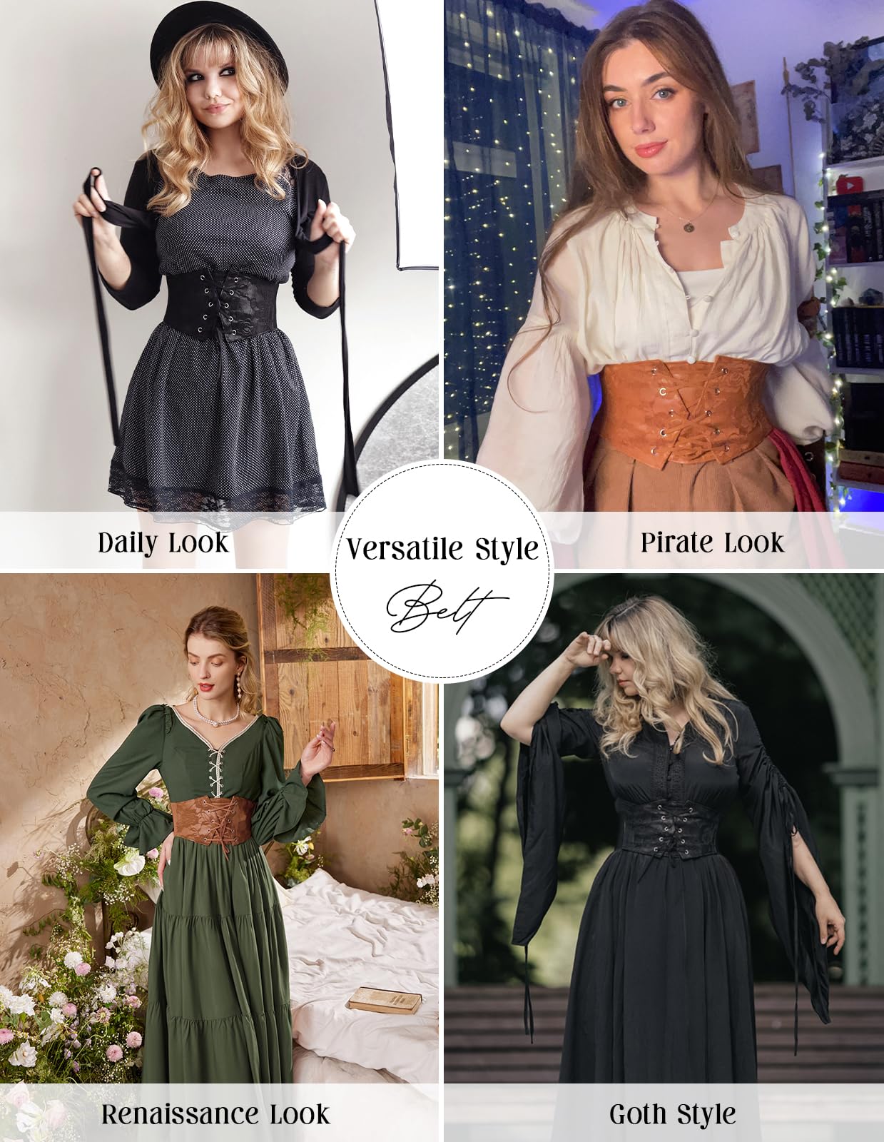 Scarlet Darkness Renaissance Pirate Corset Belt Lace Up Waist Cincher Belts