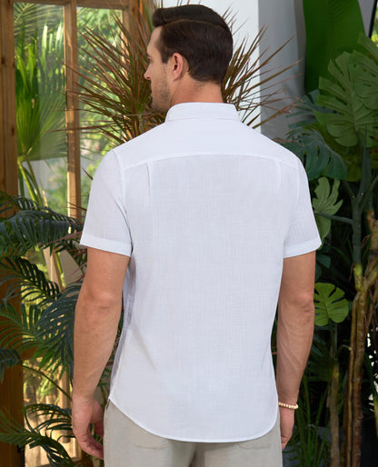 Lion Nardo Linen Shirts for Men Short Sleeve Linen Button Down Shirts Hawaiian Shirt for Men Beach Shirt Summer Shirts