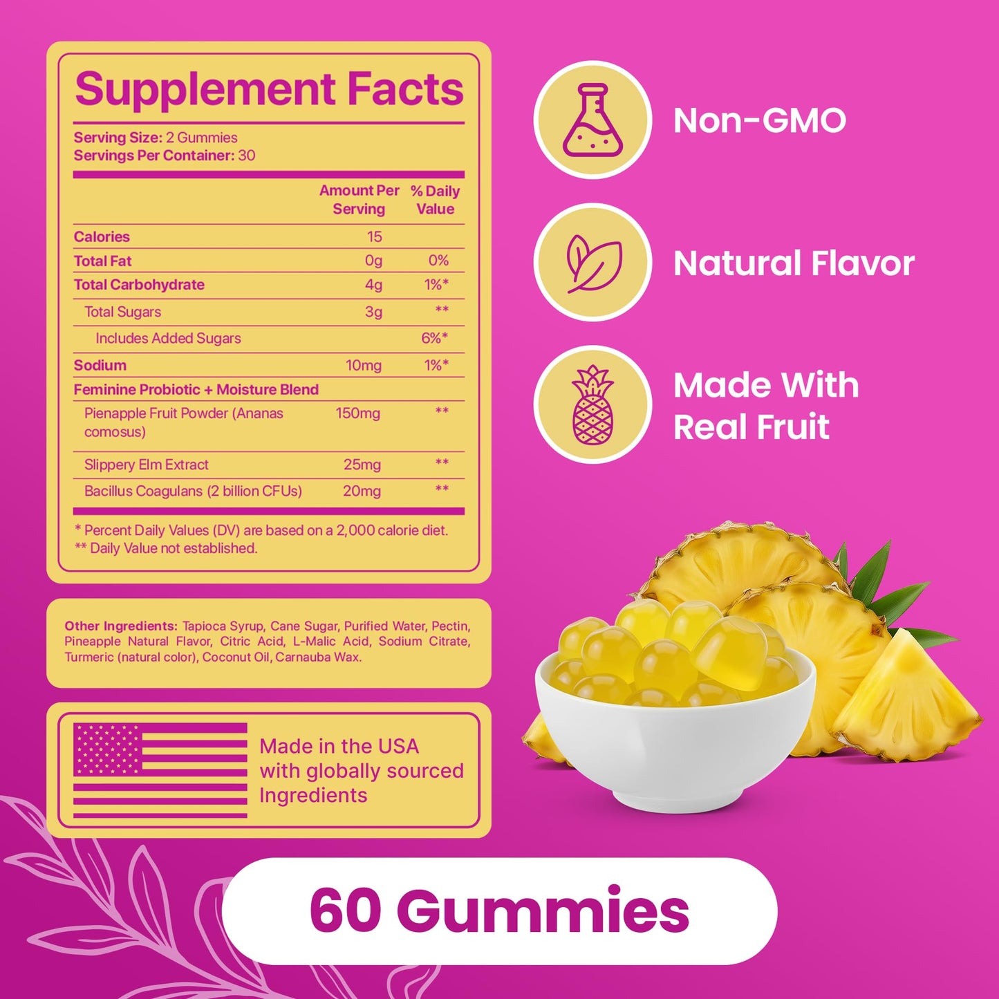 KITTYQUEEN Slippery Kitty Vaginal Probiotic and Moisture Gummies, 60 Count