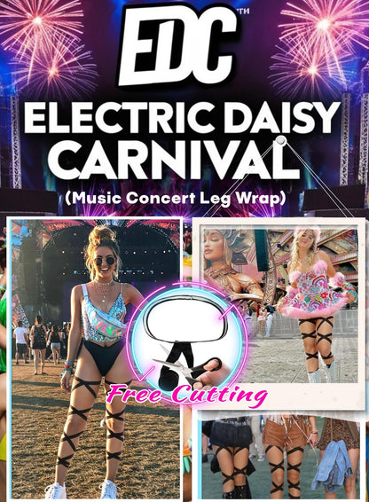 Rave Leg Wrap for Women - Music Festival Cosplay Costume Outfits Non-Slip Elastic Strap Halloween Party Accessories(2PackB,O,1330a)