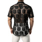 JOGAL Mens Floral Lace Shirt See Through Casual Button Down Shirts Dull Black X-Large