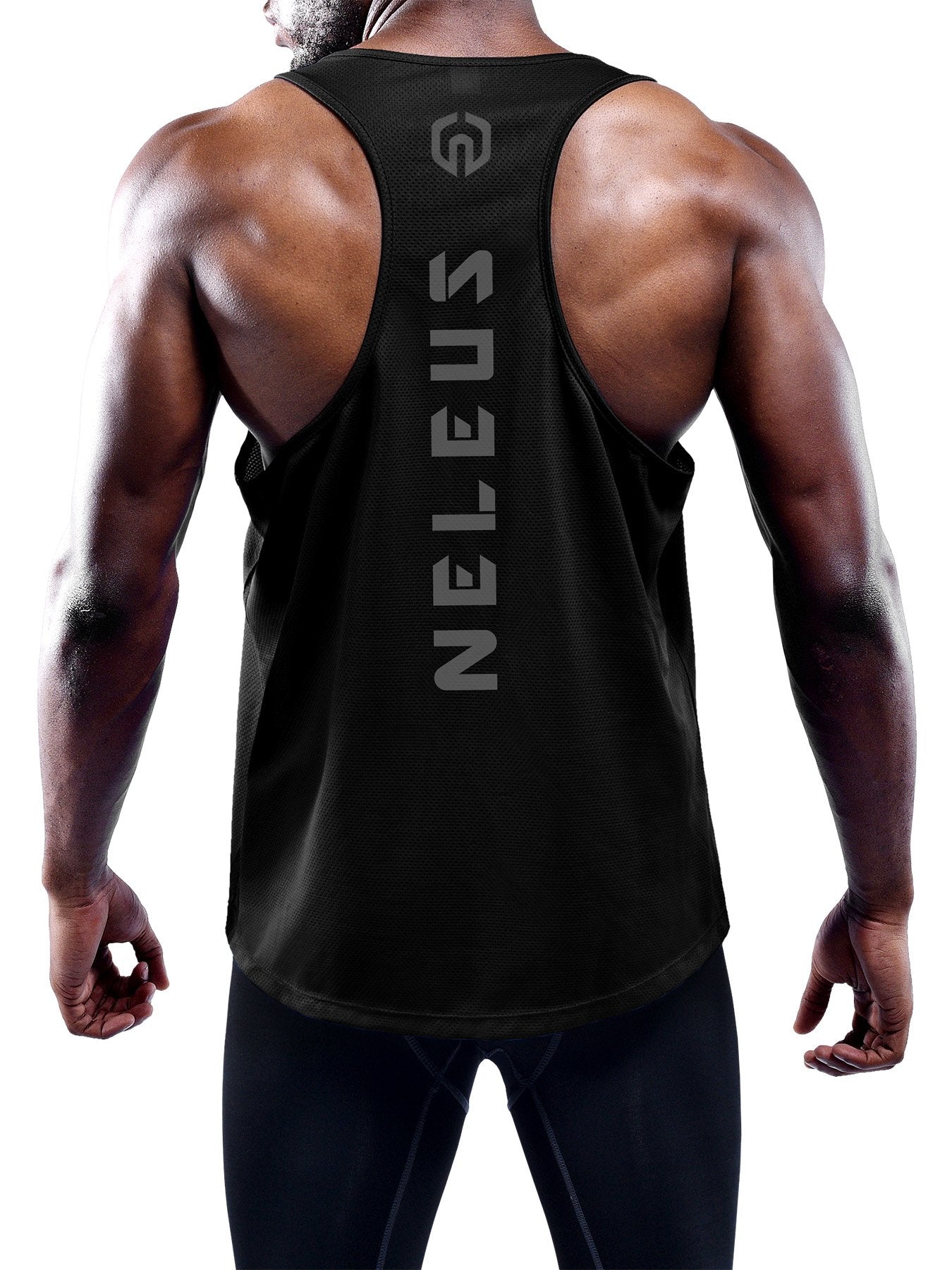 NELEUS Men's 3 Pack Dry Fit Y-Back Muscle Tank Workout Gym Shirt,5031,Black,XL