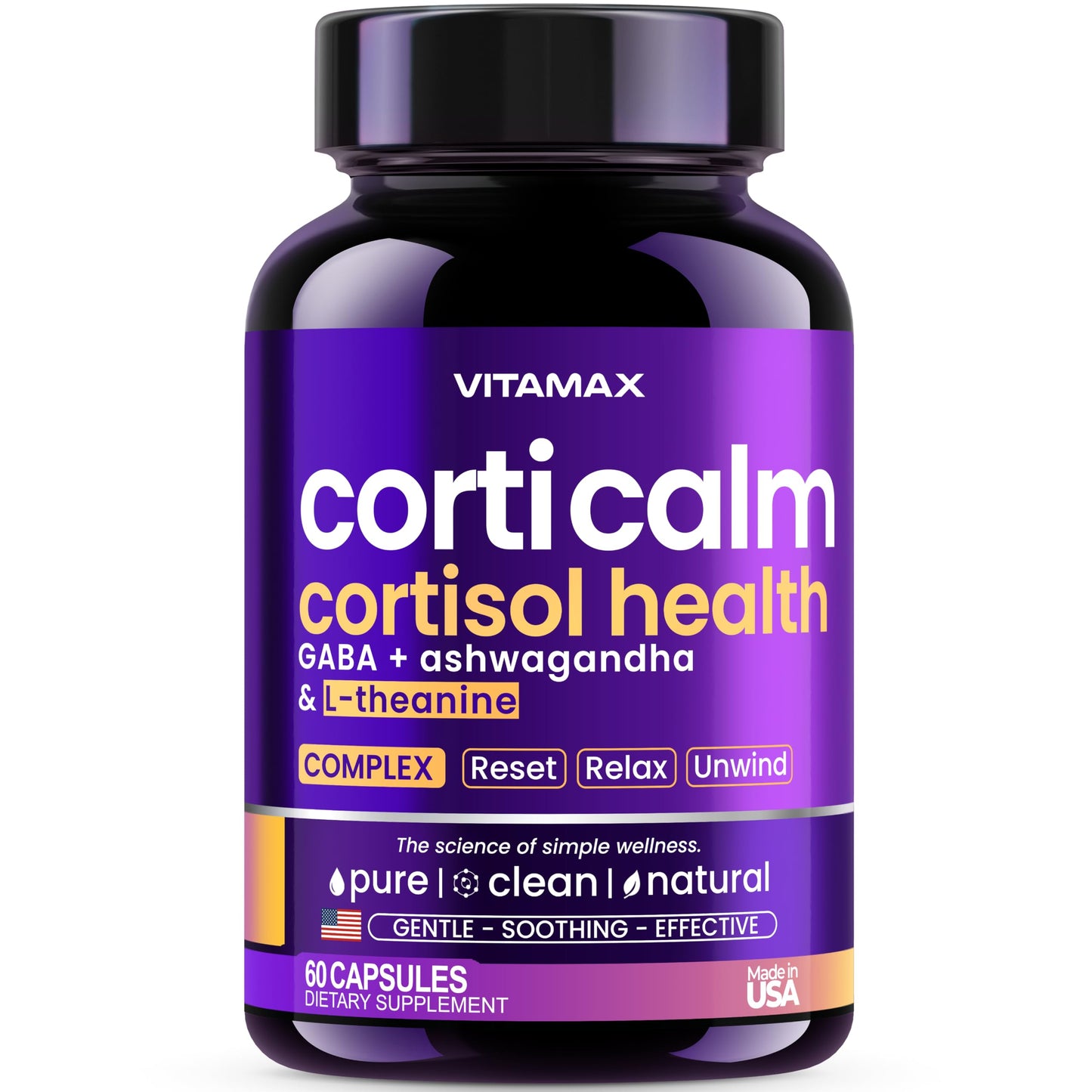 Vitamax Cortisol Supplements for Women - L-Theanine, Ashwagandha, GABA - High Cortisol Manager Reducer - Relaxation, Mood & Stress Support - Ginkgo Biloba, Bacopa Monnieri, 5-HTP - Made in USA